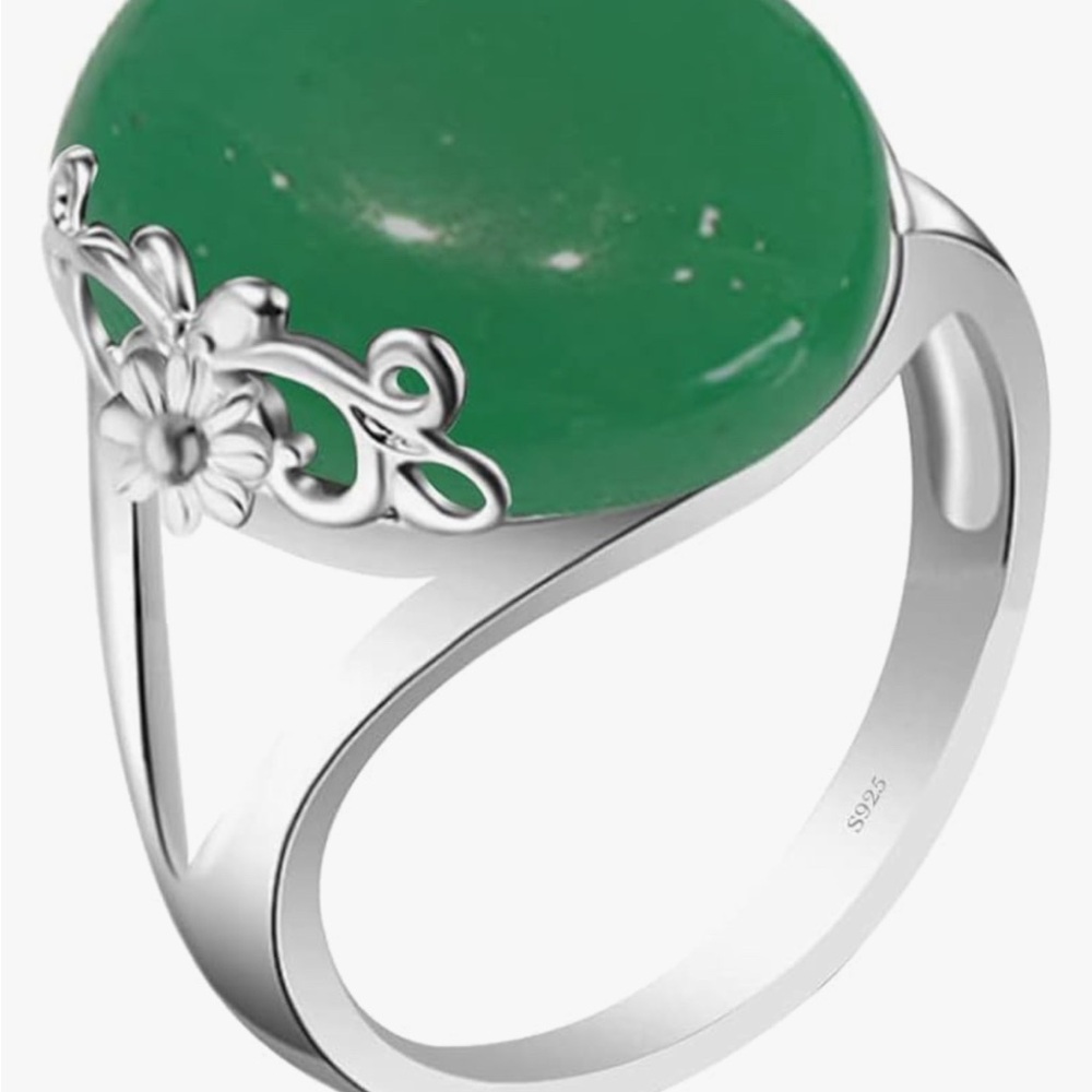 Natural Agate Stone Ring, 925 Sterling Silver